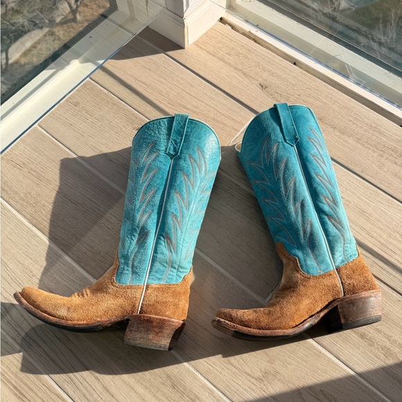 Kemosabe Teal and Brown Cowboy Boots Like New - Picture 2 of 8